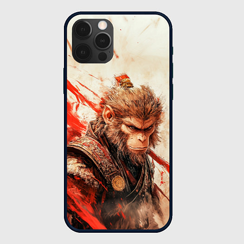 Чехол iPhone 12 Pro Max Wukong на фоне с брызгами / 3D-Черный – фото 1