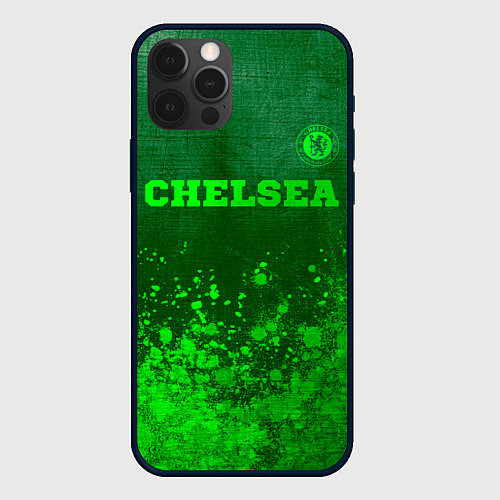 Чехол iPhone 12 Pro Max Chelsea - green gradient посередине / 3D-Черный – фото 1