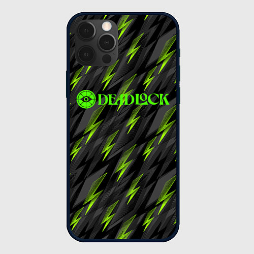 Чехол iPhone 12 Pro Max Deadlock зеленые молнии / 3D-Черный – фото 1