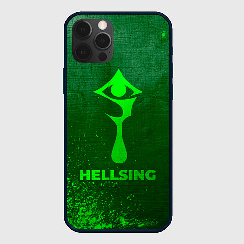 Чехол iPhone 12 Pro Max Hellsing - green gradient / 3D-Черный – фото 1