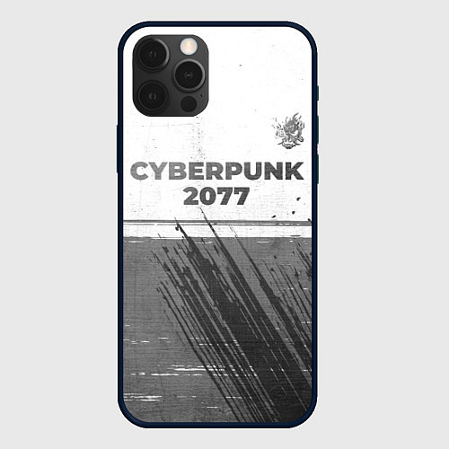 Чехол iPhone 12 Pro Max Cyberpunk 2077 - white gradient посередине / 3D-Черный – фото 1