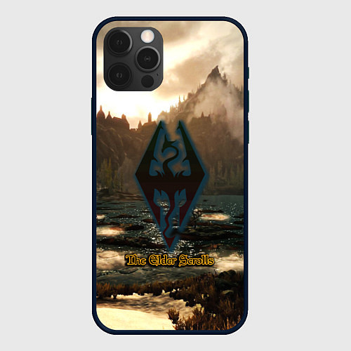 Чехол iPhone 12 Pro Max Skyrim logo природа / 3D-Черный – фото 1