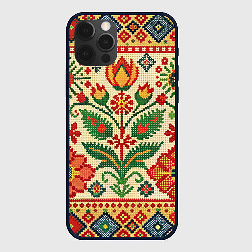 Чехол iPhone 12 Pro Max Славянский узор и орнамент / 3D-Черный – фото 1