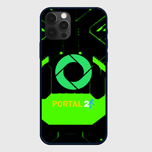 Чехол iPhone 12 Pro Max Portal game pattern / 3D-Черный – фото 1