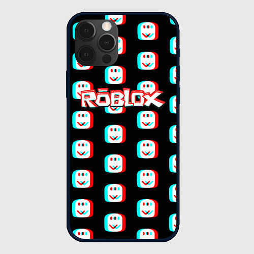 Чехол iPhone 12 Pro Max Roblox pattern glitch / 3D-Черный – фото 1