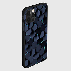 Чехол для iPhone 12 Pro Max Синие соты с подсветкой, цвет: 3D-черный — фото 2