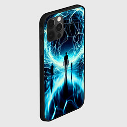 Чехол для iPhone 12 Pro Max Человек и неоновая планета - нейроарт, цвет: 3D-черный — фото 2