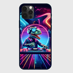 Чехол для iPhone 12 Pro Max Dino DJ - neon glow, цвет: 3D-черный