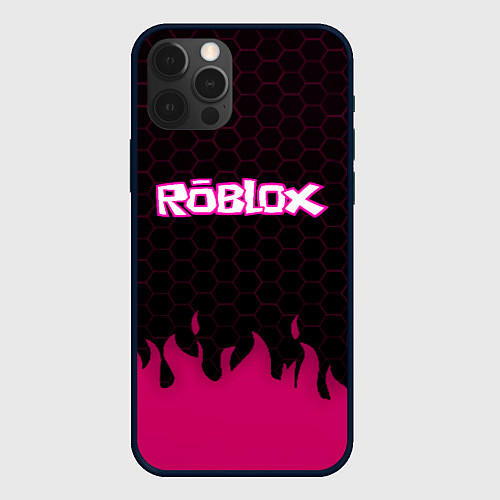 Чехол iPhone 12 Pro Max Roblox fire pink / 3D-Черный – фото 1