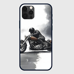 Чехол для iPhone 12 Pro Max Крутой байкер скетч, цвет: 3D-черный