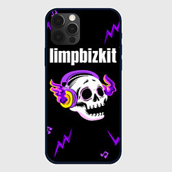 Чехол для iPhone 12 Pro Max Limp Bizkit неоновый череп, цвет: 3D-черный