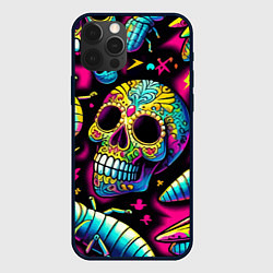 Чехол для iPhone 12 Pro Max Мексиканский череп и личинки насекомых - нейроарт, цвет: 3D-черный