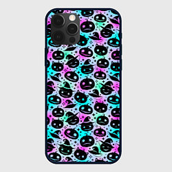 Чехол для iPhone 12 Pro Max Halloween - тыквы на неоновом фоне, цвет: 3D-черный