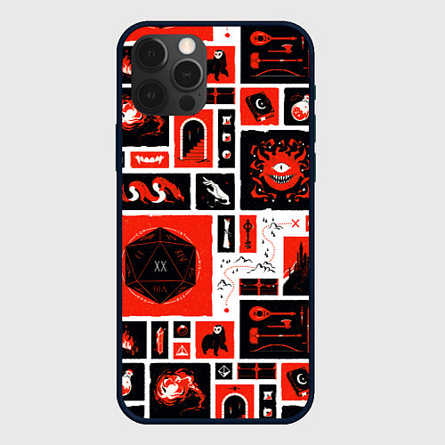 Чехол iPhone 12 Pro Max Dungeons and dragons pattern / 3D-Черный – фото 1