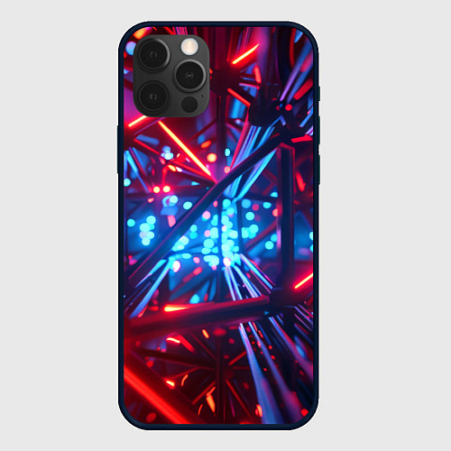 Чехол iPhone 12 Pro Max Неоновые трубки / 3D-Черный – фото 1