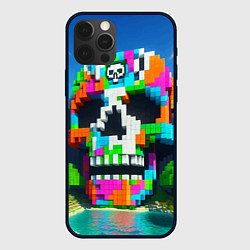 Чехол iPhone 12 Pro Max Minecraft landscape with skull - ai art fantasy