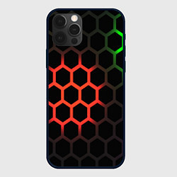 Чехол для iPhone 12 Pro Max Hexagon neon, цвет: 3D-черный