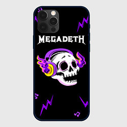 Чехол iPhone 12 Pro Max Megadeth неоновый череп