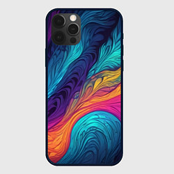 Чехол для iPhone 12 Pro Max Перья эбру абстракция, цвет: 3D-черный