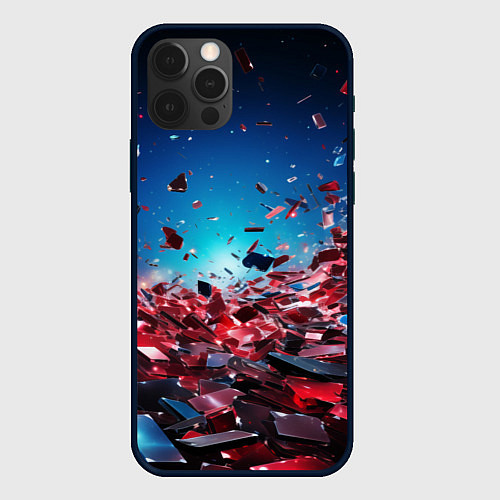 Чехол iPhone 12 Pro Max Осколки плит в движении / 3D-Черный – фото 1