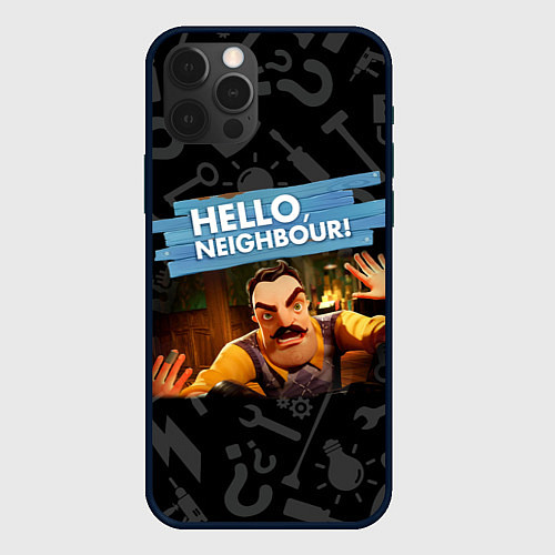 Чехол iPhone 12 Pro Max Привет сосед на фоне замков / 3D-Черный – фото 1