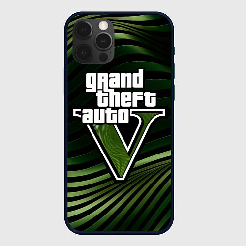 Чехол iPhone 12 Pro Max Grand Theft Auto V - logo / 3D-Черный – фото 1