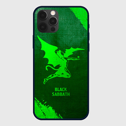 Чехол iPhone 12 Pro Max Black Sabbath - green gradient / 3D-Черный – фото 1