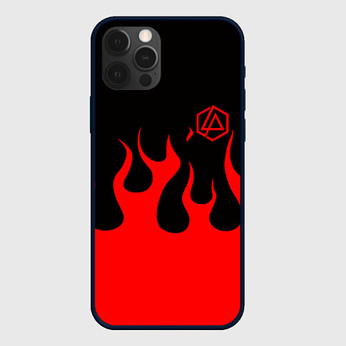 Чехол iPhone 12 Pro Max Linkin park logo fire / 3D-Черный – фото 1