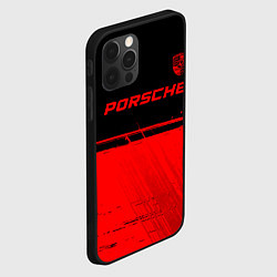 Чехол для iPhone 12 Pro Max Porsche - red gradient посередине, цвет: 3D-черный — фото 2