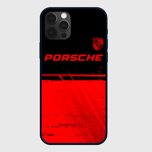 Чехол iPhone 12 Pro Max Porsche - red gradient посередине / 3D-Черный – фото 1