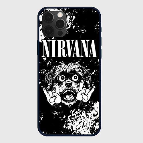 Чехол iPhone 12 Pro Max Nirvana рок пес / 3D-Черный – фото 1