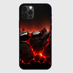 Чехол для iPhone 12 Pro Max Черные камни в огне текстура, цвет: 3D-черный