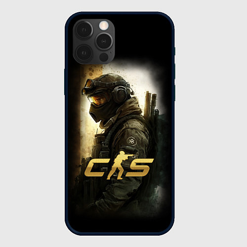 Чехол iPhone 12 Pro Max Counter strike спецназовец / 3D-Черный – фото 1