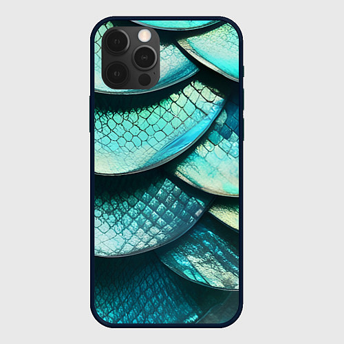 Чехол iPhone 12 Pro Max Чешуя крупной рыбы / 3D-Черный – фото 1