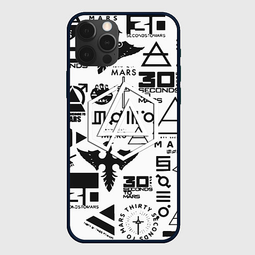 Чехол iPhone 12 Pro Max Linkin park pattern 30 second to mars / 3D-Черный – фото 1