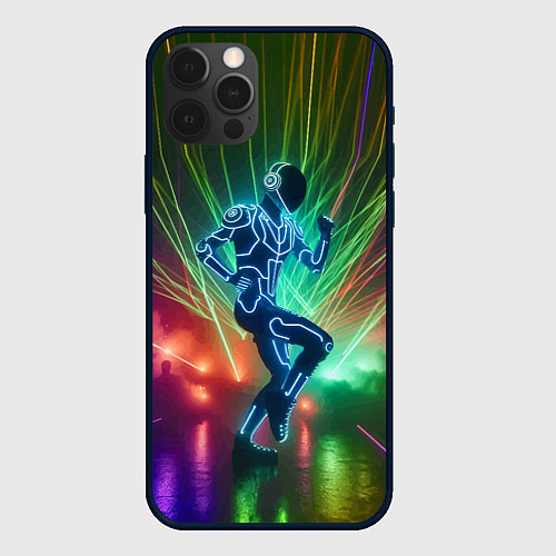 Чехол iPhone 12 Pro Max Neon cyber dance - ai art fantasy / 3D-Черный – фото 1