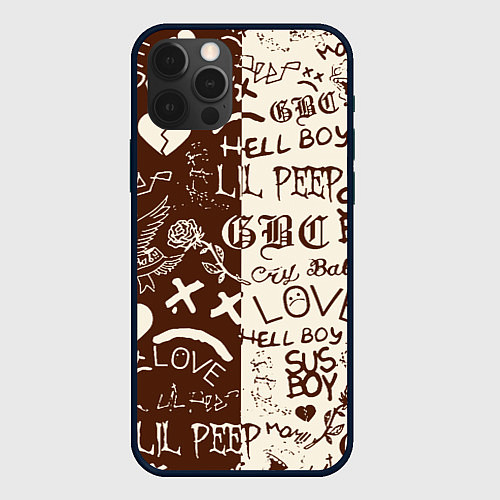 Чехол iPhone 12 Pro Max Lil peep retro pattern / 3D-Черный – фото 1