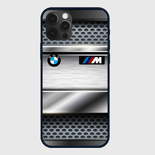 Чехол iPhone 12 Pro Max BMW metal texture / 3D-Черный – фото 1