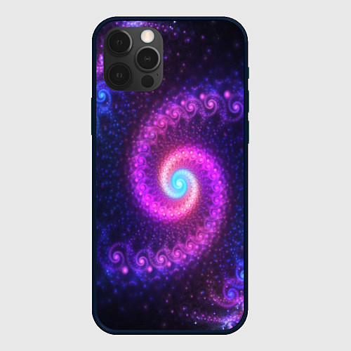 Чехол iPhone 12 Pro Max Фрактальный неон / 3D-Черный – фото 1