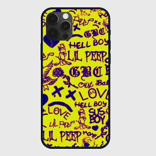 Чехол iPhone 12 Pro Max Lil peep rap pattern / 3D-Черный – фото 1