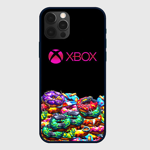 Чехол iPhone 12 Pro Max Xbox пончики / 3D-Черный – фото 1