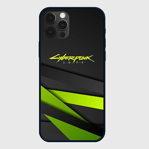 Чехол iPhone 12 Pro Max Cyberpunk 2077 stripes line / 3D-Черный – фото 1