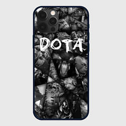 Чехол iPhone 12 Pro Max Dota 2 - мозаика из персонажей игры