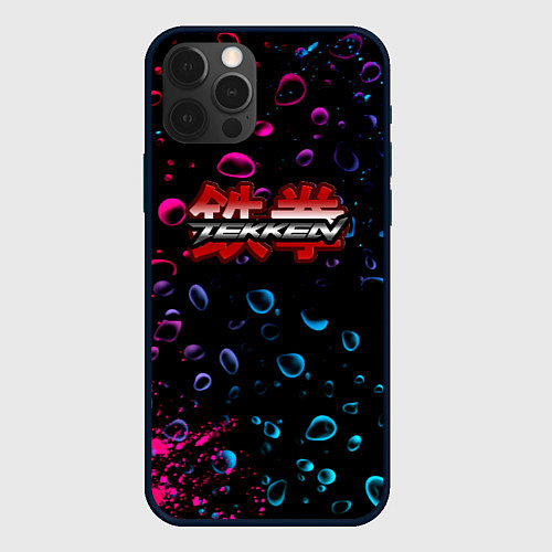Чехол iPhone 12 Pro Max Tekken неоновые капли / 3D-Черный – фото 1