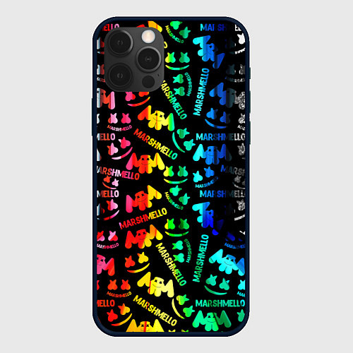 Чехол iPhone 12 Pro Max Marshmello neon color / 3D-Черный – фото 1