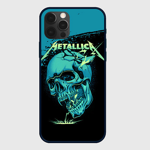 Чехол iPhone 12 Pro Max Metallica - молния пробивает череп / 3D-Черный – фото 1