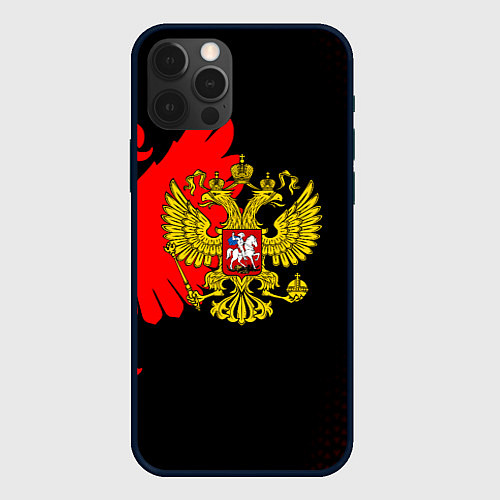 Чехол iPhone 12 Pro Max Герб РФ красный / 3D-Черный – фото 1