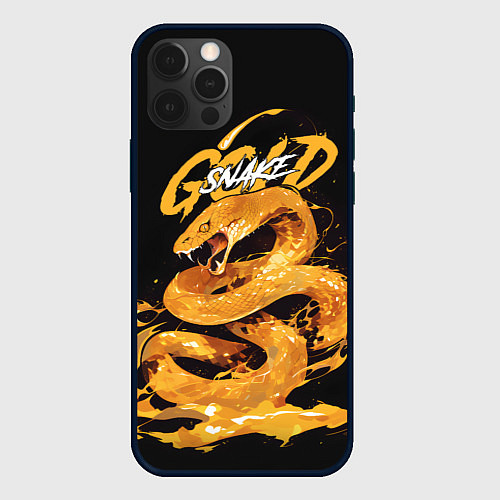 Чехол iPhone 12 Pro Max Gold snake / 3D-Черный – фото 1