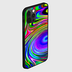 Чехол для iPhone 12 Pro Max Жидкие неоновые краски разводы, цвет: 3D-черный — фото 2