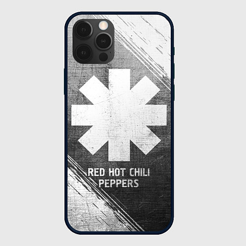 Чехол iPhone 12 Pro Max Red Hot Chili Peppers - grey gradient / 3D-Черный – фото 1